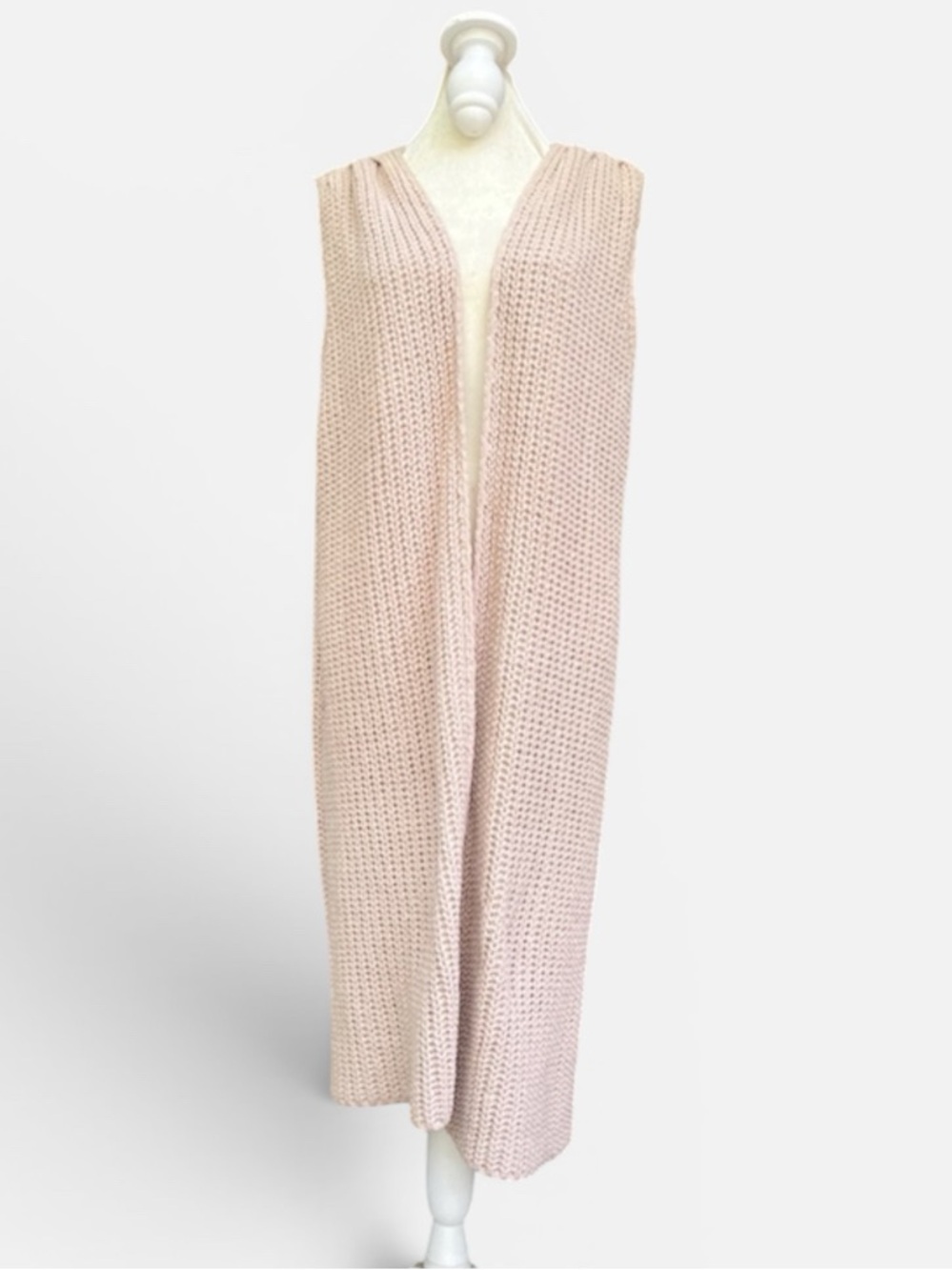 POL Chenille Oversized Knit Sleeveless Long Cardigan Vest Size Medium
